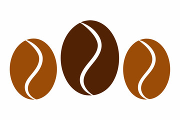 Coffee bean set, Brown coffee bean icon vector illustration


