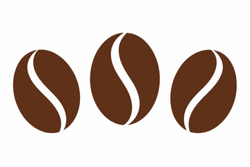 Coffee bean set, Brown coffee bean icon vector illustration

