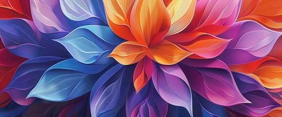 Abstract floral pattern in multi colored petals, a modern nature celebration