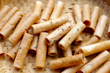 Thai snack, crispy coconut rolls