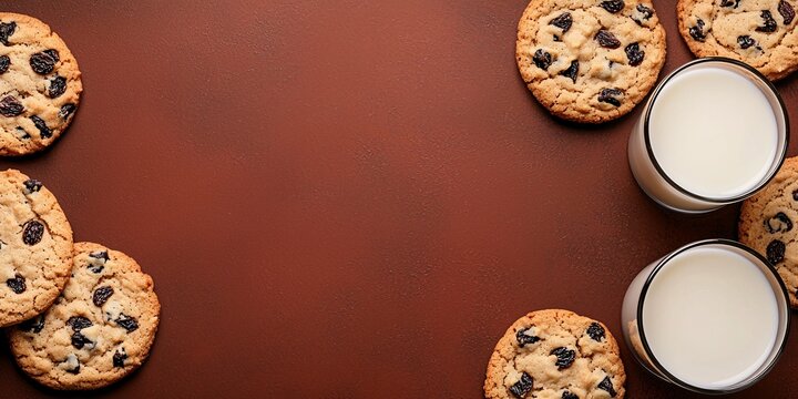 Delicious Cookies and Milk on a Rustic Table