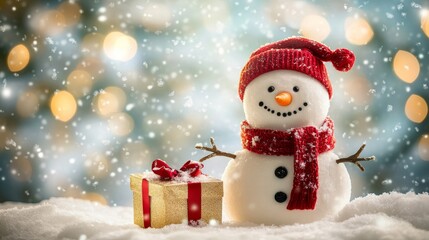 雪だるまとクリスマスプレゼント