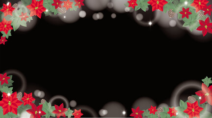 Christmas Poinsettia Red and Green color design frame 