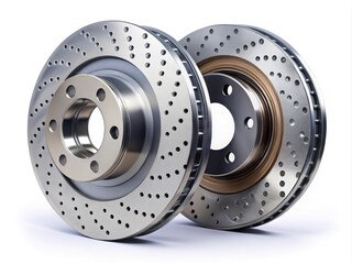 High-Quality 3D Rendering of Car Brake Discs Isolated on White Background for Automotive Design and Engineering Projects