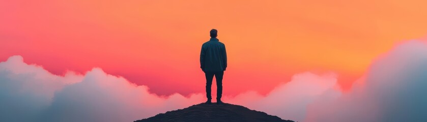 Person standing tall amidst storm clouds, representing resilience during difficulties, challenges  difficulties  resilience, strength concept