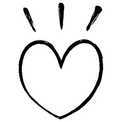 筆タッチの目立つハートの線画イラスト