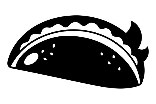 recommend clip art: Taco with Toppings | isolated vector silhouette illustration on white background