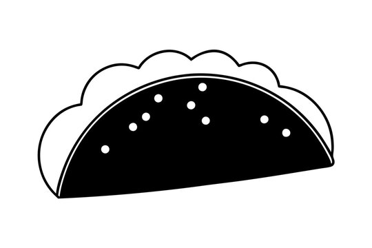 recommend clip art: Taco with Toppings | isolated vector silhouette illustration on white background
