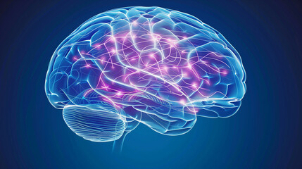 Obraz premium Glowing blue brain with neural pathways representing advanced artificial intelligence and innovation