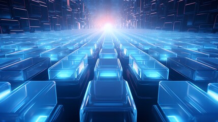 Digital technology blue glass light effect poster background