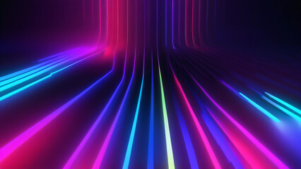 Fototapeta premium 3d render, abstract background with colorful spectrum. Bright neon rays and glowing lines.