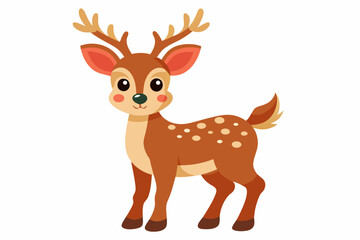 Cute reindeer vector illustration, Christmas baby reindeer vector art, reindeer clip art vector