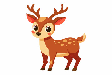 Cute reindeer vector illustration, Christmas baby reindeer vector art, reindeer clip art vector