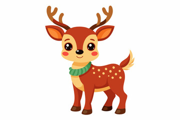 Cute reindeer vector illustration, Christmas baby reindeer vector art, reindeer clip art vector