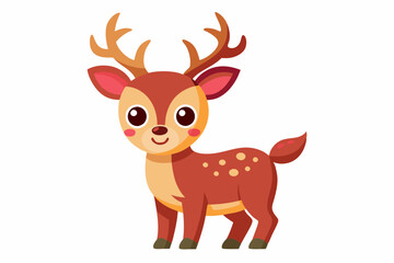 Cute reindeer vector illustration, Christmas baby reindeer vector art, reindeer clip art vector