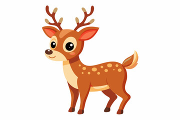 Cute reindeer vector illustration, Christmas baby reindeer vector art, reindeer clip art vector