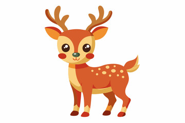 Cute reindeer vector illustration, Christmas baby reindeer vector art, reindeer clip art vector
