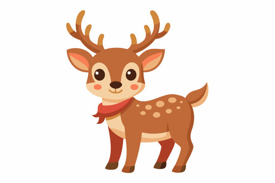 Cute reindeer vector illustration, Christmas baby reindeer vector art, reindeer clip art vector