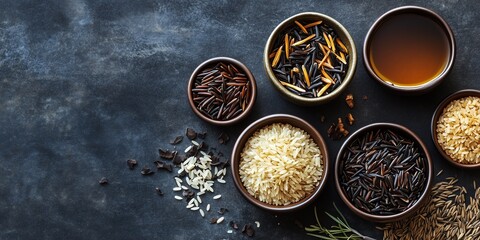 Naklejka premium Wild Rice is a Nutrient-Dense Alternative That Grows in Aquatic Environments and Provides Health Benefits for Consumers and Ecosystems