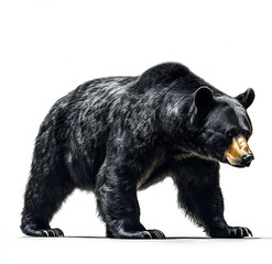 Black bear, full-body side view, white background