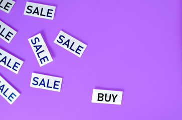 concept of buying and selling with notes on paper with multi-colored background. with copy space.