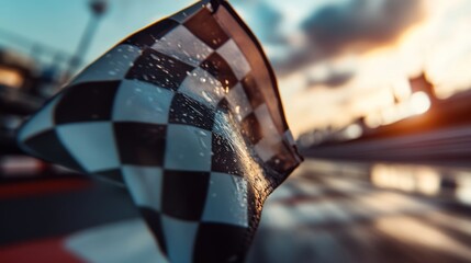 Checkered Flag at Sunset