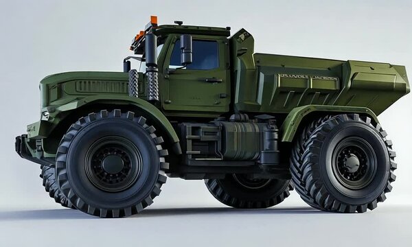 3D Render. big truck with four wheels
