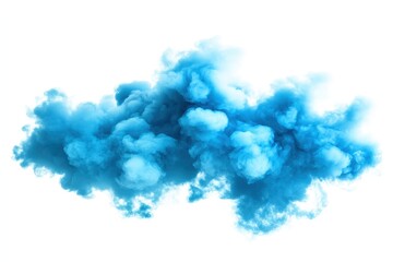 Vibrant Blue Smoke Isolated on White Background