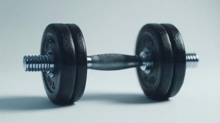 Obraz premium Black Dumbbell on a White Background