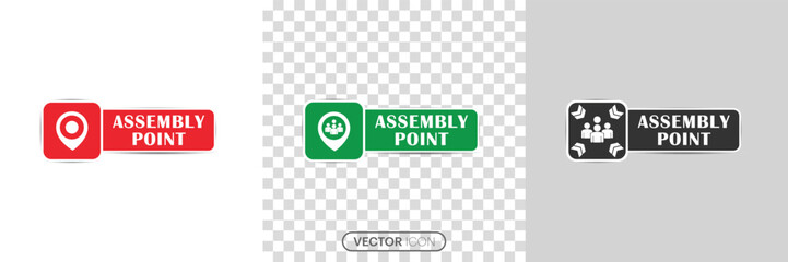  Assembly point icon set. fire emergency meeting area sign icon In Trendy Design Vector Eps 10, icon or logo sign symbol linear style on a white and transparent background.&nbsp;
