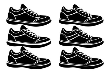 set of sneaker shoe icons side view casual vector silhouette