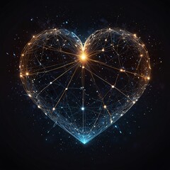 Interconnected Crystal Hearts Illuminating the Digital Void