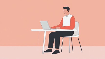 Man Working on Laptop