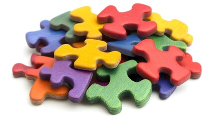 Obraz premium A colorful assortment of jigsaw puzzle pieces stacked together.