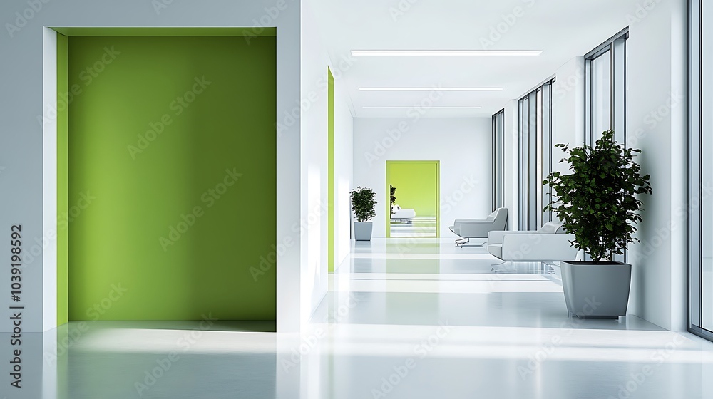 Wall mural modern minimalist office corridor interior design