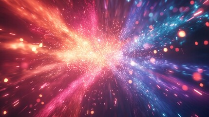 Abstract background with red, blue, and pink lights.