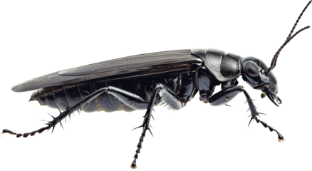 Black beetle with long legs