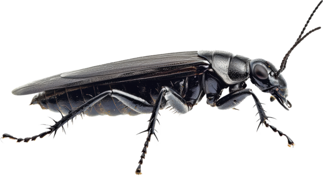 Black beetle with long legs