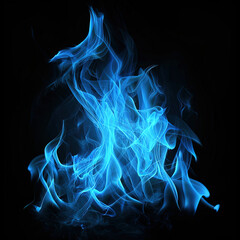 blue fire and flames on black background