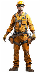 construction worker wearing full set of safety equipment