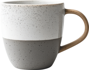 Ceramic mug with speckled glaze.