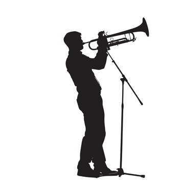 silhouette musician playing trumpet on stand clip art preview
