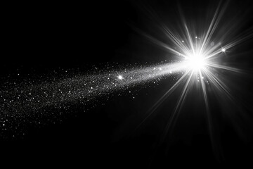 Fototapeta premium white lens flare effects, on a black background, for overlay or screen filter 