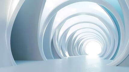 Fototapeta premium Digital technology white geometric abstract 3d building poster web page PPT background