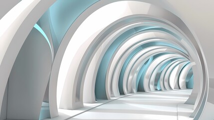 Obraz premium Digital technology white geometric abstract 3d building poster web page PPT background