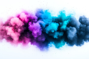 Fototapeta premium A colorful cloud of smoke with a purple and blue section. The smoke is very thick and colorful