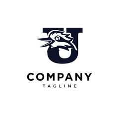 Letter U Kookaburra Bird Logo icon vector