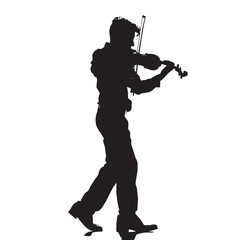 A man playing Violin silhouette isolated on white background
