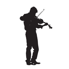 Naklejka premium A man playing Violin silhouette isolated on white background