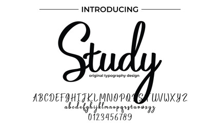 Study Font Stylish brush painted an uppercase vector letters, alphabet, typeface